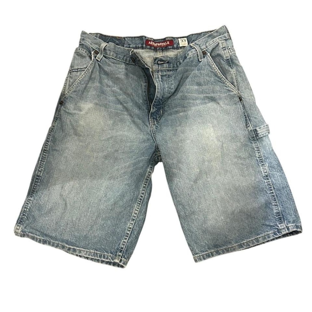 Aeropostale Y2K Carpenter Denim Shorts Light Wash Baggy Men's 33